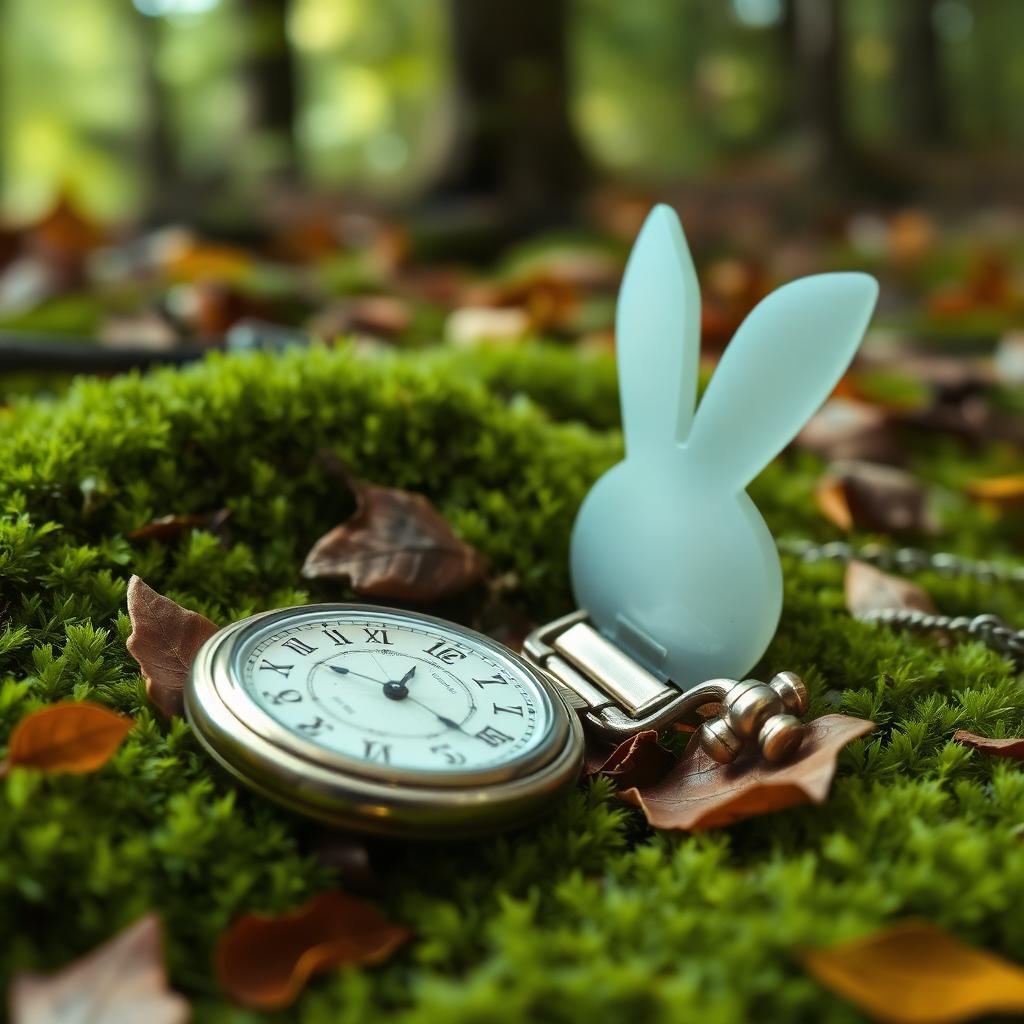Antike Taschenuhr im Moos zwischen Herbstlaub